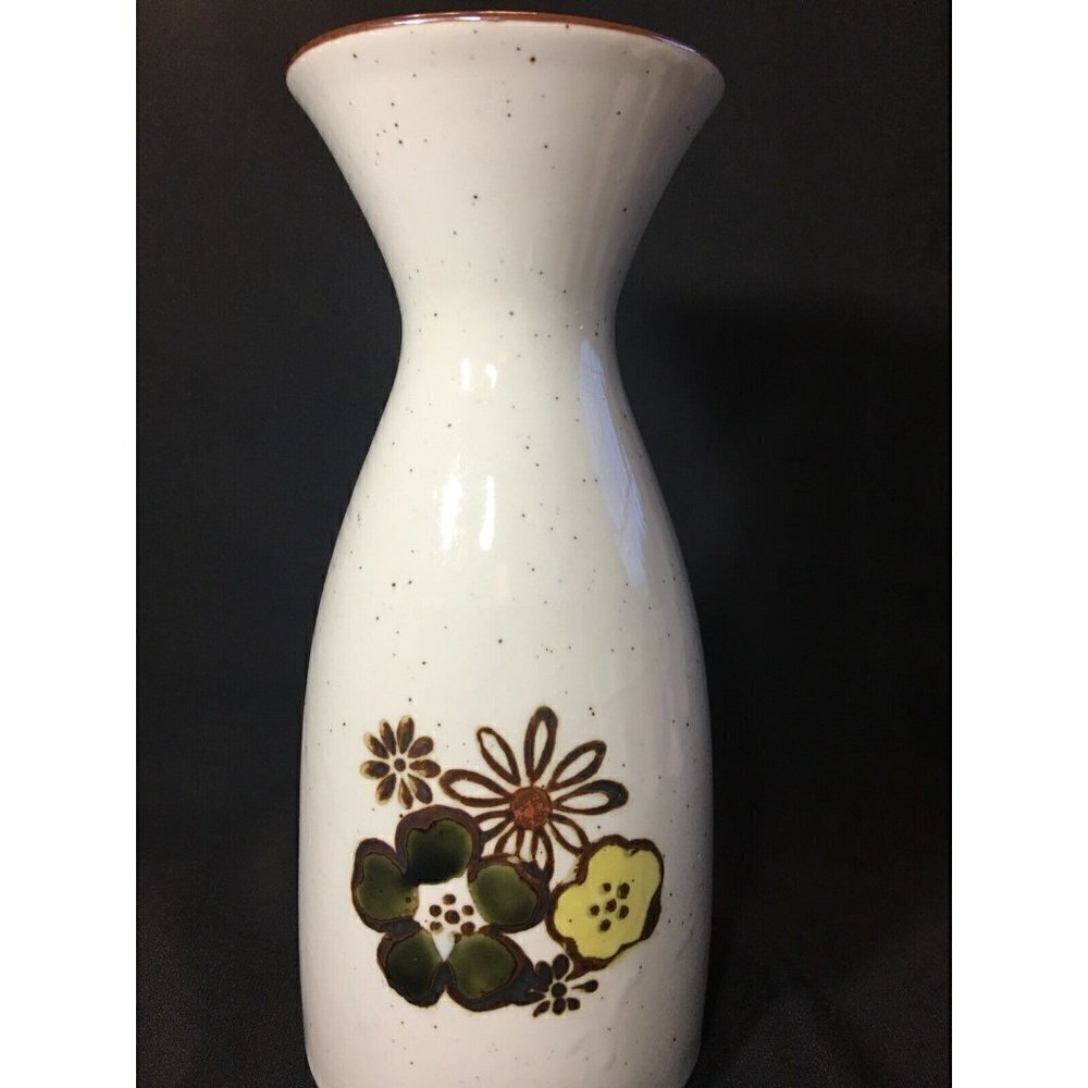 Otagiri 1970s Goblets & Carafe Set Wine Chalice Stoneware Pansy Floral Footed - Picture 8 of 12
